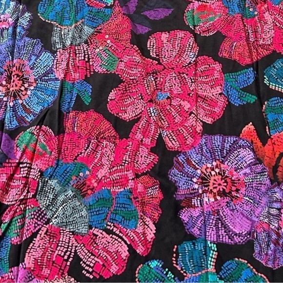 Anthropologie Farm Rio Pink Combo Mosaic Bloom Halter Maxi Dress Size Medium New - Picture 4 of 9